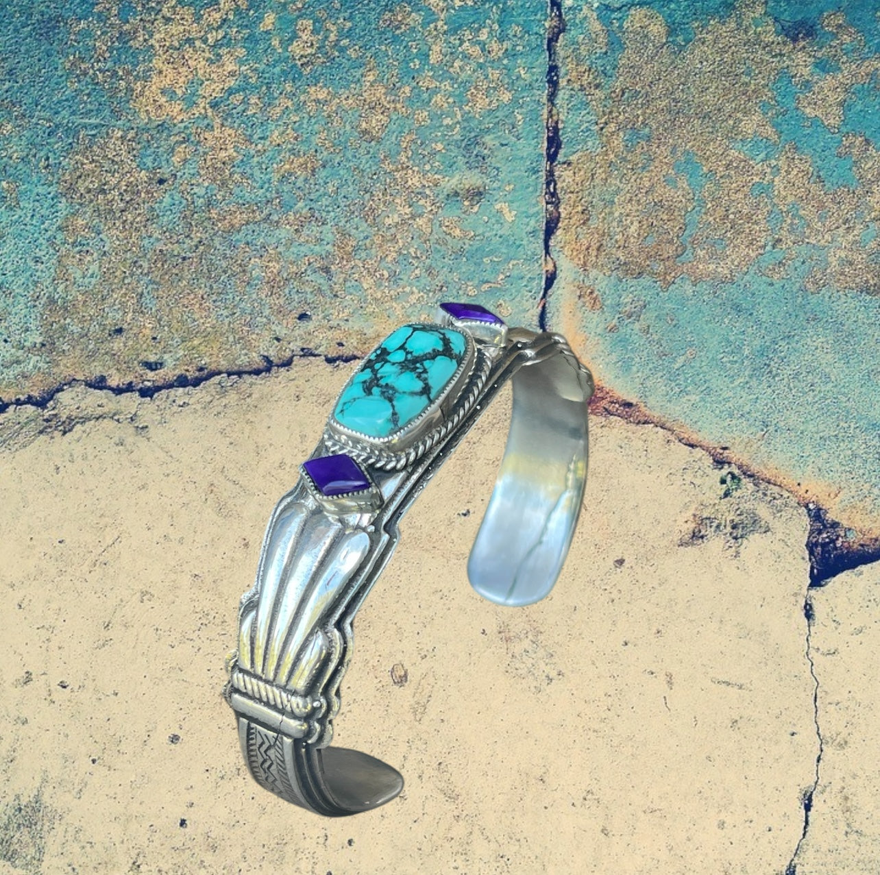 thumbnail image 2 of 50pcs Turquoise & Mixed Gemstone Cuff Bracelets – Wholesale Lot – 925 Silver Plated 2 of 5