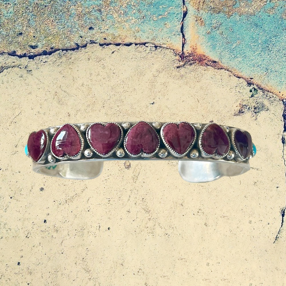 Sterling Silver Purple Shell Heart Bracelet
