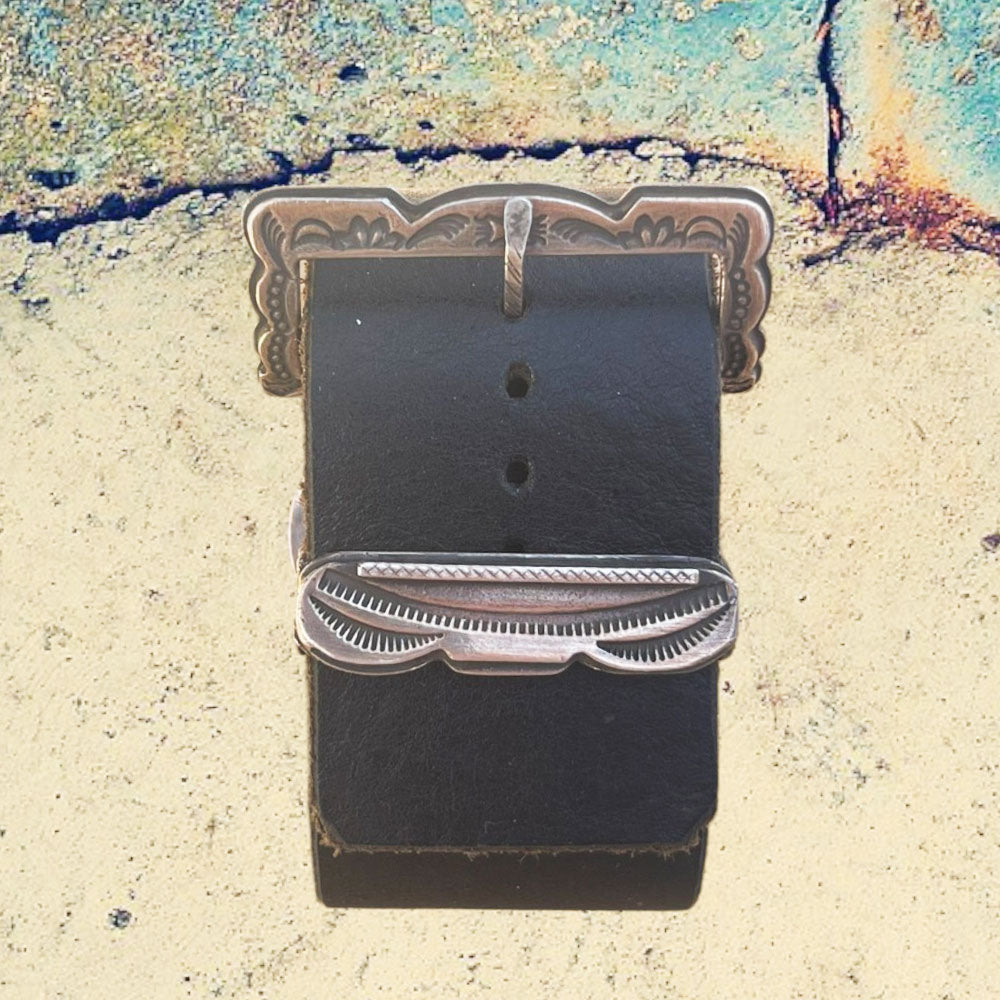 Sterling Silver and Leather Large Oval Turquoise Cuff Belt Bracelet