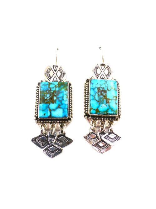 Rectangle-Polychrome-Turquoise-Mosaic-Stamped-Earrings