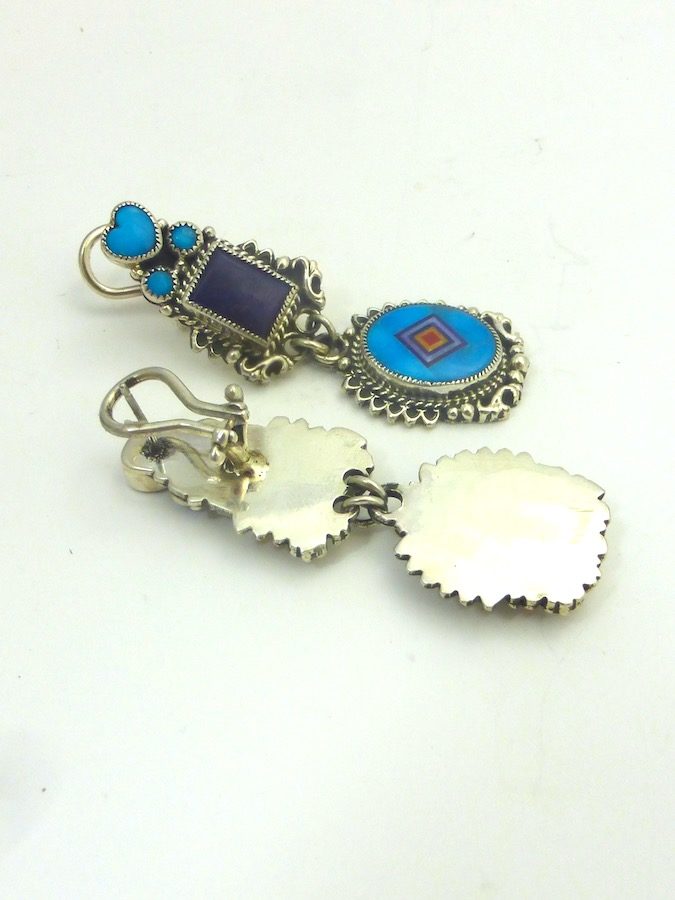 TURQUOISE-OVAL-CORONET-SABRE-WING-EARRINGS