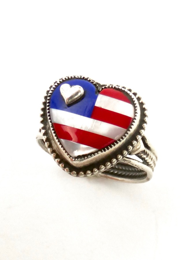 Inlaid Patriot Heart Ring (AASR-00214)