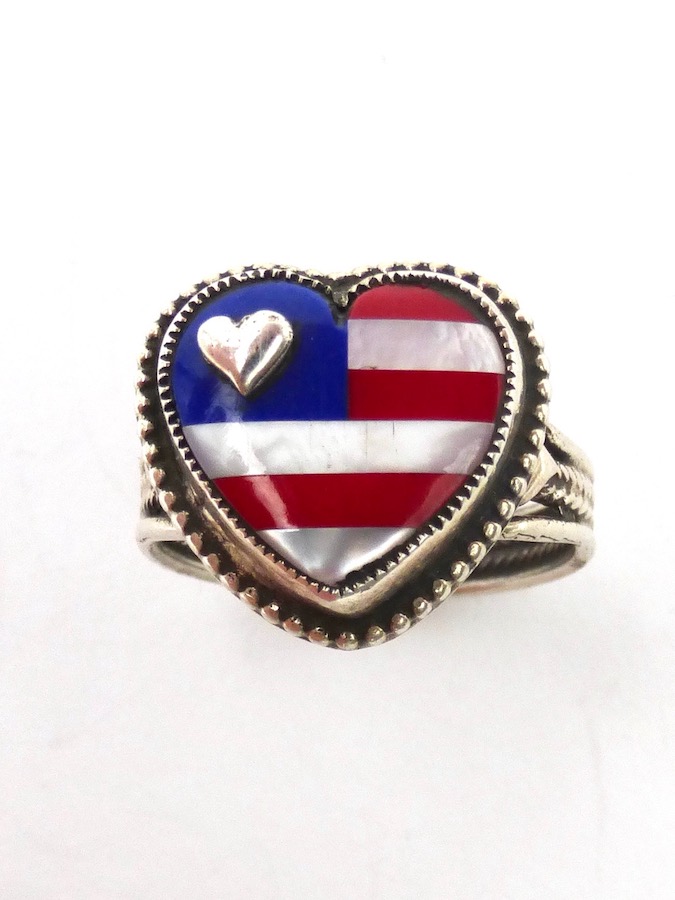 Inlaid Patriot Heart Ring (AASR-00214)