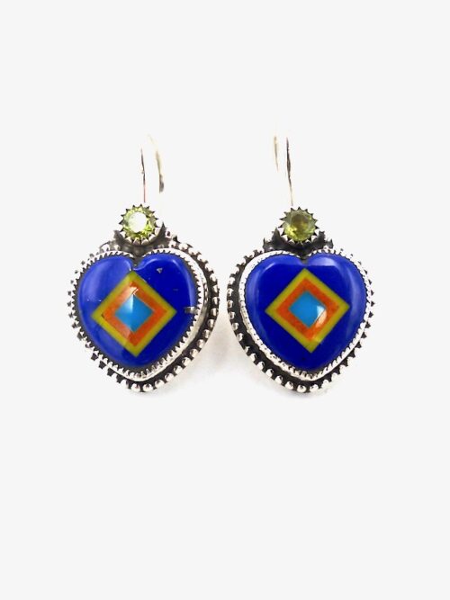 Lapis-Coronet-Sabre-Heart-Earring-Peridot